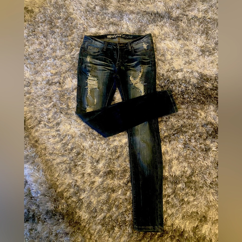Machine Denim distressed ripped skinny jeans